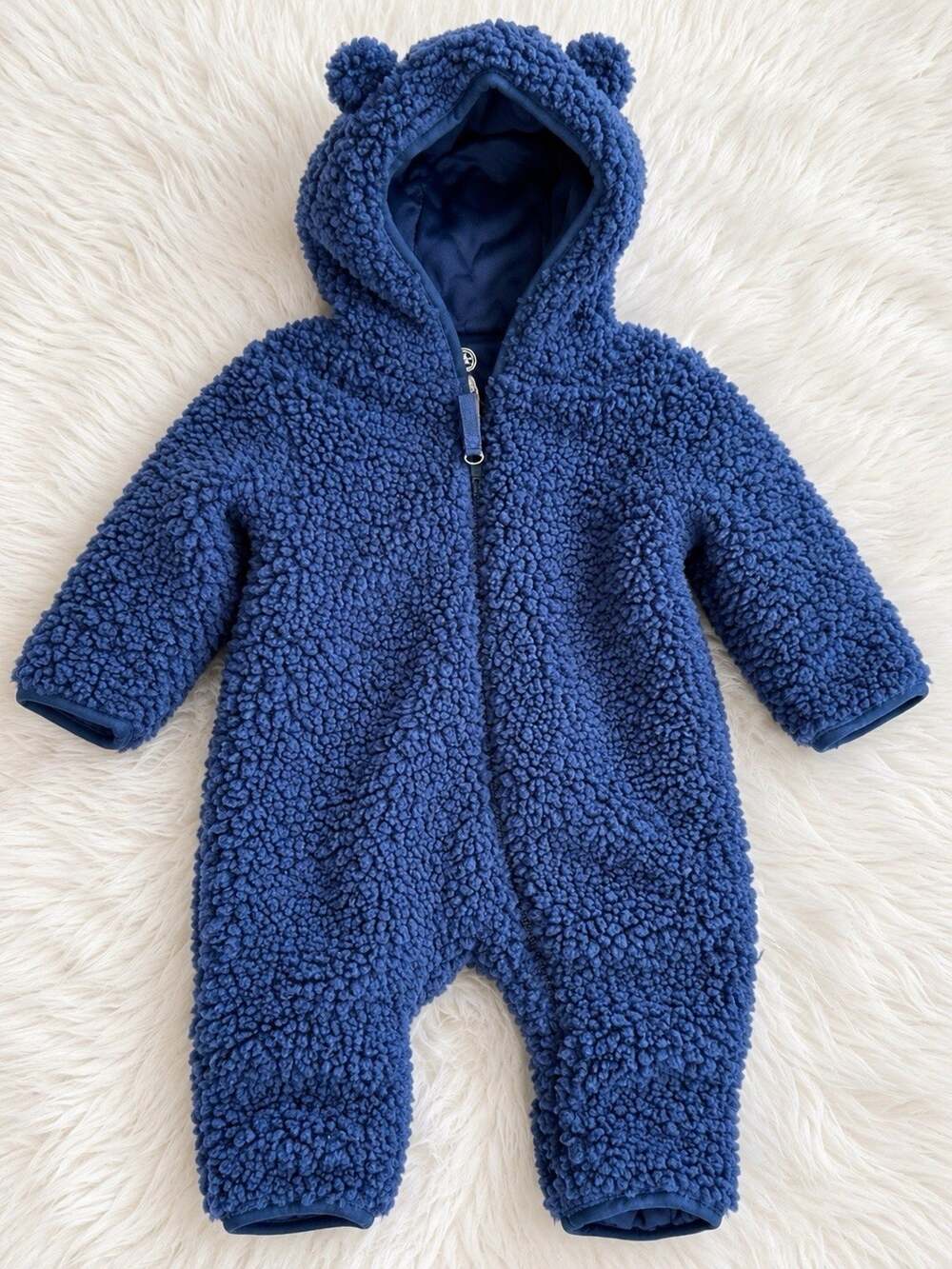 Wonder Nation Baby Teddy Sherpa Fleece One Piece with Hood, Size 6-9 Months